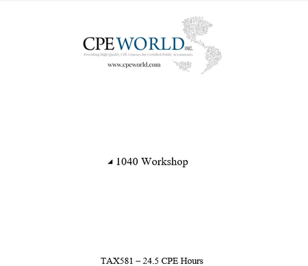 1040 Workshop - 24.5 Credit Hours (TAX581)