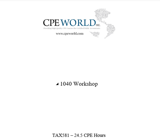 1040 Workshop - 24.5 Credit Hours (TAX581)