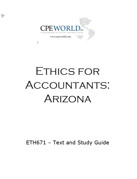 Ethics for Accountants: Arizona - 4 CPE Hours (ETH671)