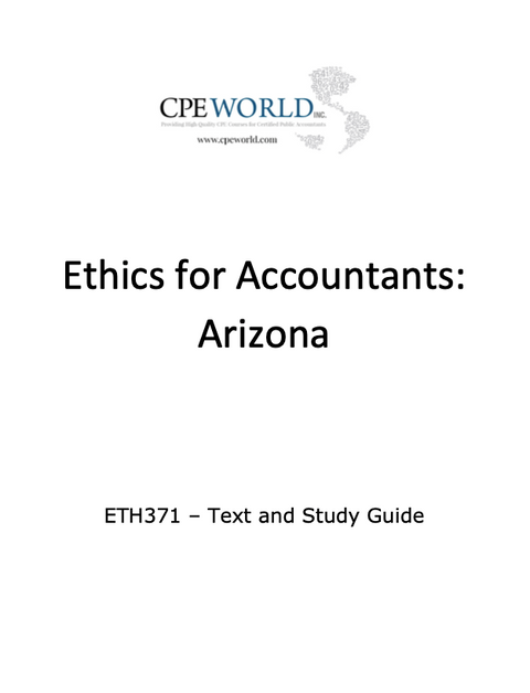 Ethics for Accountants: Arizona - 4 CPE Hours (ETH371)